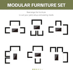 Patio Furniture Set 4 Pieces Conversation Sets Outdoor Wicker Rattan Chairs Garden Backyard Balcony Porch Poolside Loveseat with Soft Cushion and Tempered Glass Table(Black/Beige)