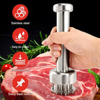 Stainless Steel Meat Tenderizer Tool, 21 Sharp Needles for Steak, Beef | Chicken Meat Tenderizer with Cleaning Brush and Seasoning Jars, Tenderizing for Chicken, Pork, Barbecue, Marinating Prep Tool