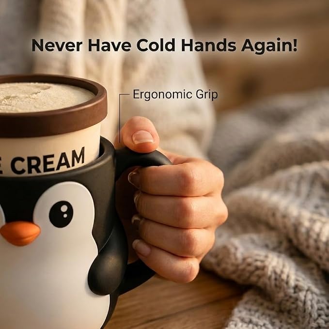 Ice Cream Pint Holder – Fits Standard Pints – Dual Spoon Sockets – Keeps Hands Warm – Fun Unique Designs with Vibrant Colors – Reusable Ice Cream Sleeve - Ramen Noodle Holder (Ghost)