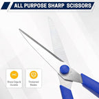 BURVAGY 20 Pack 8" Scissors All Purpose, Heavy Duty Scissors for Office | Scissors Bulk Multipurpose Comfort-Grip Sharp Adult Office Scissors Set Sewing Fabric Stainless Steel Blades, Right/Left Hand