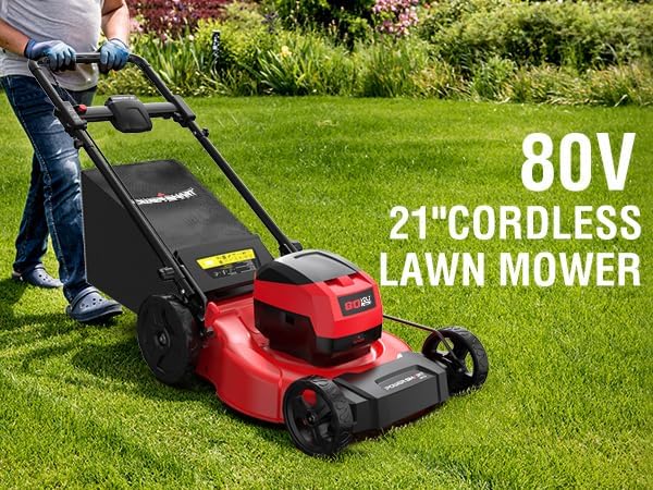 Powersmart 80V 21IN Brushless Cordless Lawn Mower Battery Lawn Mower with 6.0Ah Battery and Charger