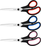 3-Pack 8.5" Ultra Sharp Stainless Steel Scissors - Premium All Purpose for Office, Crafts, Sewing, Home & School | Comfort-Grip Ambidextrous (Left & Right Handed)