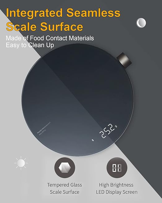 HOTO Smart Food Scale, Kitchen Scale, Food Scales Digital Weight Grams and Oz, Coffee Scale, Kitchen Scale with 0.1g High Precise Sensor, Measures in 4 Units (g/ml/oz/lb: oz)，Batteries Not Included