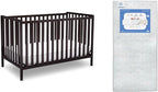 Delta Children Heartland 4-in-1 Convertible Crib, Dark Chocolate + Delta Children Twinkle Galaxy Dual Sided Recycled Fiber Core Crib and Toddler Mattress (Bundle)