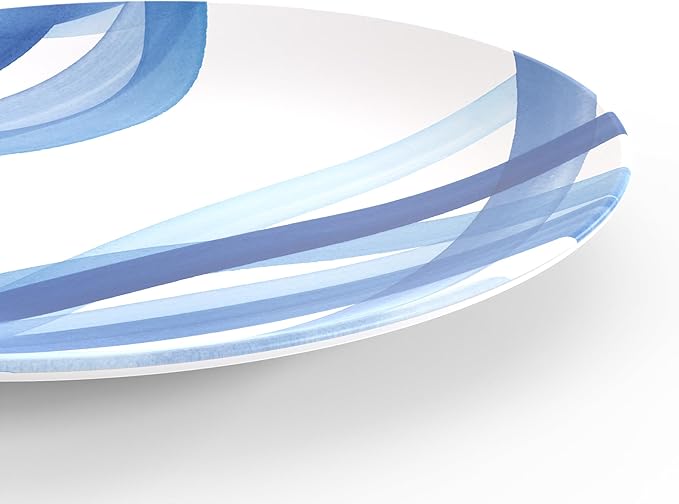TervisHome Melamine Dinner Plates - Set of 4 | Yao Cheng Azure Collection | Durable Stoneware-like Quality, Dishwasher Safe, Perfect for Indoor and Outdoor Use