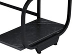 Black Marble 47inch Computer Desk Writing Workstation Home Office Table with 2-Tier Storage Shelves for Small Space