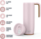 Ello Magnet 18oz Vacuum Insulated Stainless Steel Travel Mug with Side Handle and Leak-Proof Slider Lid and Built-in Coaster, Keeps Hot for 5 Hours, Perfect for Coffee or Tea, BPA-Free