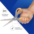 Westcott 8-Inch Titanium Bonded Scissors for Home, Office, and Classroom - Perfect for Cutting Paper, Sewing, and Crafts - Heavy-Duty Design with Soft Handle - Gray/Yellow (Pack of 48)