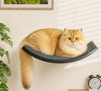 Wall Mounted Curved Cat Hammock with Grey Sisal Pad – Scratch-Friendly Cat Nest Perch for Wall – Large Floating Bed for Indoor Cats