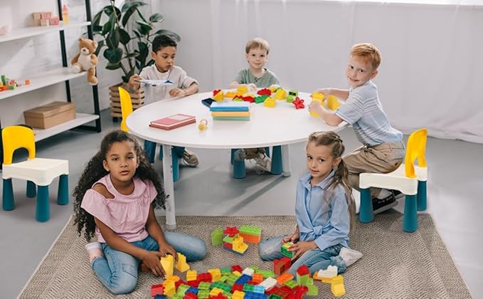 burgkidz Plastic Kids Chair, Durable and Lightweight, 9.3" Height Seat, Indoor or Outdoor Use for Ages 2 and Up (Macaron)