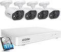 ZOSI C303 Spotlight Home Security Camera System with Audio,8CH 3K Lite DVR with 1TB SSD Hard Drive,4pcs H.265+ 1080p Outdoor CCTV Cameras,Night Vision,Person Vehicle Detection,for 24/7 Recording
