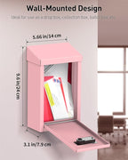 Uniclife Cash Box with Combination Lock, Wall Mounted Mailbox for Outside | Pink Code Lock Box, Metal Donation Box with Top Slot, Suggestion Box for Office and Business