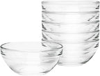8.5 oz Clear Glass Bowl, Small Prep Bowls for Prepping Ingredients, Dishwasher and Microwave Safe, Stackable, Set of 6