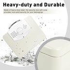 KYODOLED Off-White Safe Box with Digital Keypad Lock, Lock Box with Code for Personal Items, Metal Security Box for Cash, Passport, Ideal for Home, Office, Garage Sale, 11.8'' x 9.4'' x 3.5''