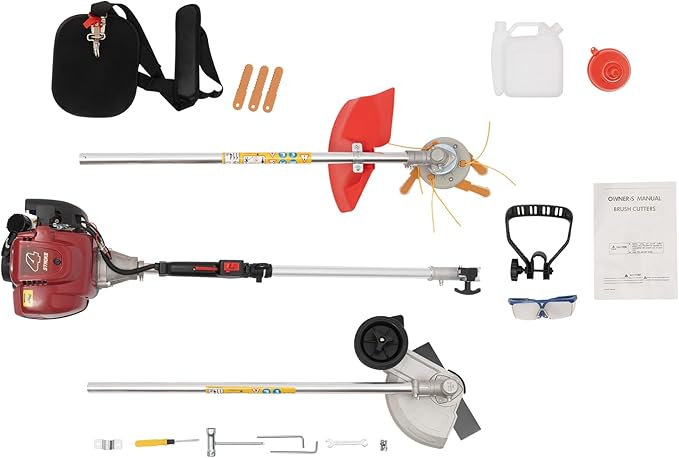 Weed Trimmer/Grass Cutter/Lawn Edger, 35.88CC 0.75KW 8500r 4-Stroke Gasoline Engine with 2 Blade Heads, Goggles & Shoulder Strap