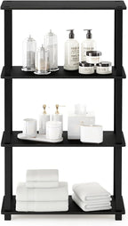 Furinno Turn-N-Tube 4-Tier Multipurpose Shelf Display Rack, Square Tube, Americano/Black