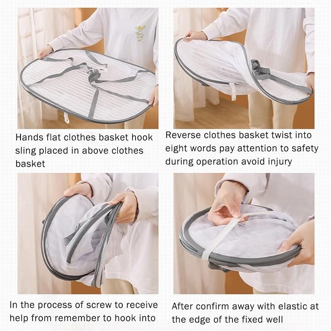 Foldable Drying Net for Vegetables, Fish, and Dehydrated Goods, Multi-Tiered Food Drying Net, Versatile Drying Rack, Windproof Design, Zipper Closure for Insect Protection 4Layer White