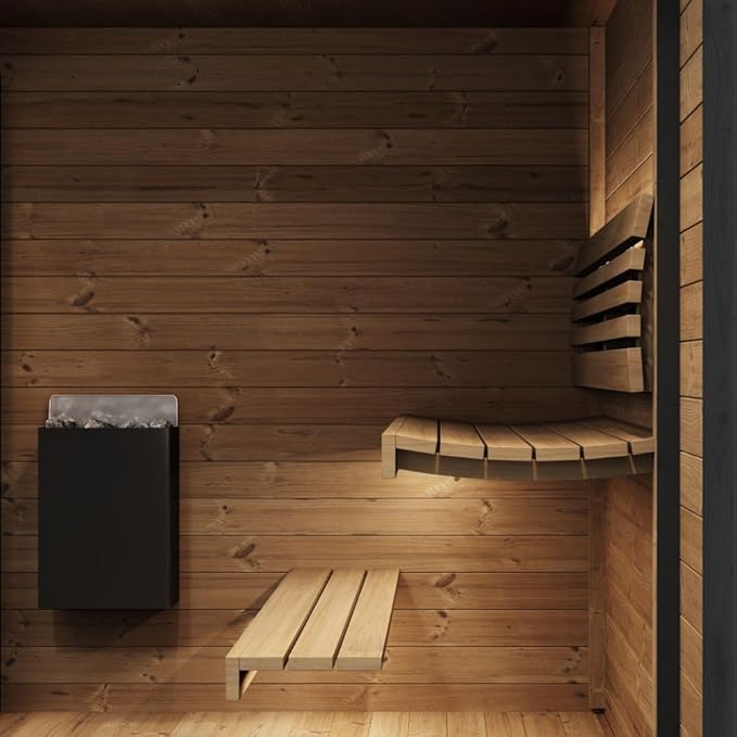 GL6 Outdoor Sauna Kit, Garden Luxury-Series Outdoor DIY Sauna Kit, Thermo-Spruce, up to 6 Persons Bundles (Sauna Heater and Sauna Stones Included) (HIVE MINI 11 WiFi - White)