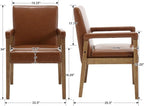 Kmax Modern Dining Chairs Set of 4 Faux Leather Kitchen Arm Chairs Upholstered Accent Chairs with Wooden Legs for Dining Room, Living Room, Bedroom, Brown