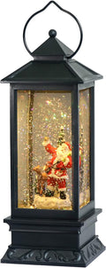 Eldnacele Christmas Snow Globe Lantern with Music, Battery Operated Lighted Swirling Glitter Water Lantern with Timer for Christmas Home Decoration, Santa