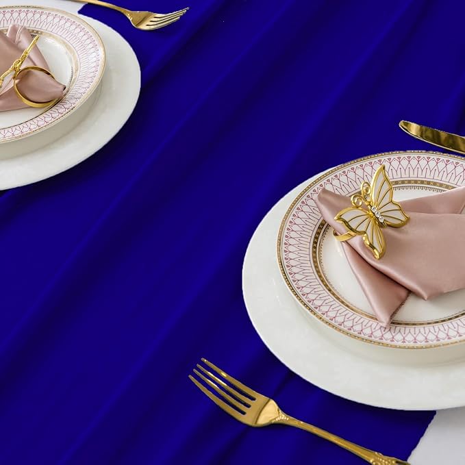 MDS Pack of 15 | Royal Blue | 14ft Chiffon Table Runner 29x170 Inches Long Romantic Rustic Sheer Gauze Runner for Wedding Bridal Shower Birthday Banquets Engagement Spring Easter Boho Decorations