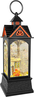Halloween Snow Globe Lantern, Spooky Ghost Halloween Decor, Plug-in & Battery Operated Snow Globes for Halloween Decorations Indoor
