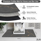 ZLR Coffee Bar Mat for Coffee Station, 16"x20" Large, Marble Gray | Absorbent Dish Drying Mat, Stain-Hiding Top, Non-Slip Back, Fits Espresso, Grinder, Knock Box, Frother & Cup Display