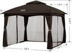 MASTERCANOPY Outdoor Patio Gazebo for Garden with Upgrade Steel Frame and Netting Walls (10x10,Brown)