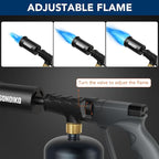Sondiko Powerful Propane Torch Gun, Adjustable Flamethrower, Gray & Black | Cooking Torch for Sous Vide, Charcoal Starter, Grilling, Outdoor BBQ Party and Camping, Gas Welding Kits, Tank Not Included