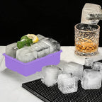 ROTTAY Ice Cube Trays (Set of 2), Sphere Ice Ball Maker with Lid & Large Square Ice Cube Maker for Whiskey, Cocktails and Homemade, Keep Drinks Chilled Purple
