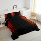 Geometric Abstract Ombre Comforter Set Kids Teens Orange Red and Black Striped Bedding Bed Set Decor Modern Fashion Comforter Inner Fill Bedroom Collection 3Pcs Queen Size