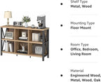 FATORRI 6 Cube Storage Organizer with Shelf, Long Wood and Metal Cubby Bookcase, Industrial Horizontal Bookshelf (Rustic Oak, 47 Inch)