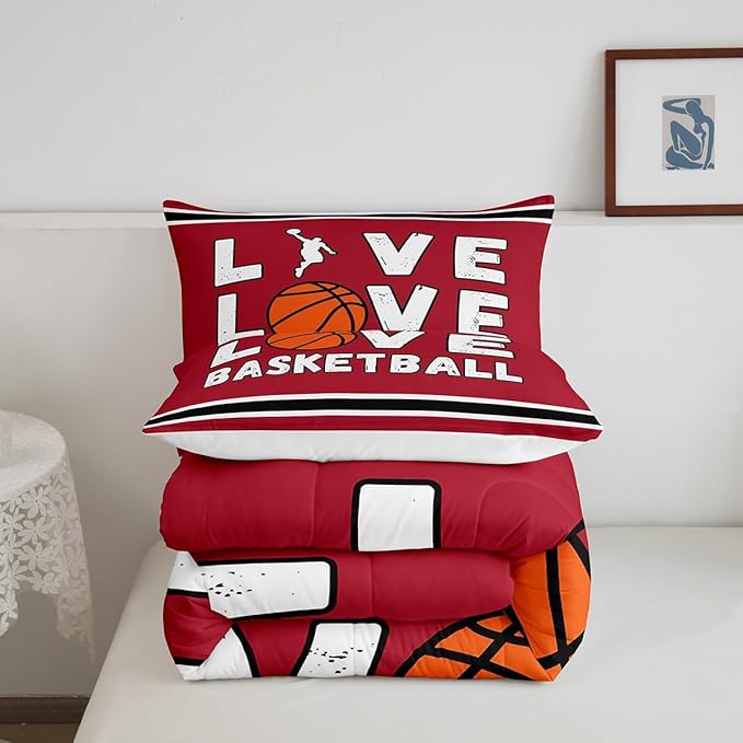 Feelyou Basketball Bedding Set King Size Gaming Sports Comforter Set for Kids Boys Girls Decor Ball Games Comforter Gift for Basketball Lover Duvet Set Bedroom Quilt Set