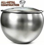 Upgraded Stainless Steel Espresso Knock Box Coffee Knock Box with Glass Lid and Magnetic Removable Knock Bar, Holds 20Double Espresso pucks & Coffee Grounds (Silver)