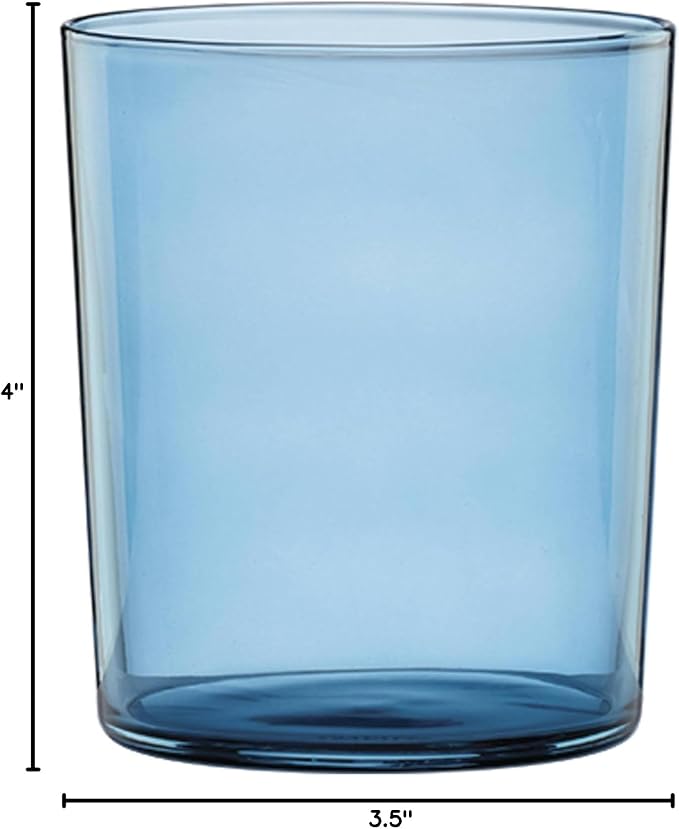 Oneida Stackables Tall Blue Glass Tumblers, 14oz, Set of 6 | dishwasher safe | vibrant blue hue, stackable design | everyday glassware | 4 inch, .oz, gift for women