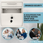 AdirOffice Wall Mount Mailbox - Mailbox with Lock and Keys- Durable Wall Mounted Locking Mailbox and Cash Drop Box for House, Apartments and Bussiness After Hours Deposits