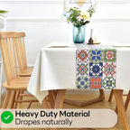 Wipeable Waterproof Tablecloth Vinyl Tablecloths for Rectangle Tables Heavy Duty PVC Tablecloth for Kitchen Dining Table(Flowers-3, 54'' x 78'')