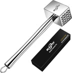 SUCCFLY Stainless Steel Meat Tenderizer Tool, Heavy Duty Meat Mallet 1.65LB | Dual-Sided Weighted Meat Pounder Hammer with Extended handle, Effortless Tenderizing Chicken Steak Poultry, Dishwasher Safe