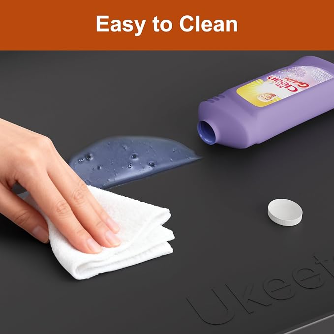 ukeetap 34" x 22" Extra Thick Silicone Mat Waterproof with Raised Edge, Under Sink Mat for Kitchen & Bathroom, Kitchen Cabinet Liner, Multi-Purpose for Storage & Protection, Black