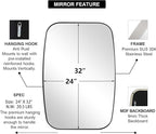 ANDY STAR Brushed Nickel Mirror, 24x32’’ Oval Mirror for Bathroom, Brushed Nickel Oblong Bathroom Mirror for Over Sink, Modern Anti Rust Silver Vanity Mirror