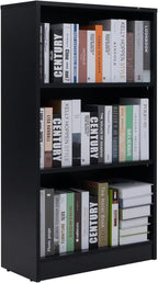 Sunon 3 Shelf Wood Bookcase Freestanding Display Shelf Adjustable Layers Bookshelf for Home Office Library Small Narrow Space (Black, 3-Layers)