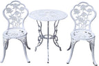 KAILI Outdoor Furniture Bistro Set with Rose Pattern 1 Table 2 Chairs for Garden Patio Porch (Rose-White)