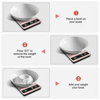 Food Scale, 11lb Digital Kitchen Scale Weight Grams and Ounces for Baking, Cooking and Meal Prep, 1g / 0.1oz Precise Graduation with 6 Units and Tare Function, LCD Display & Stainless Steel