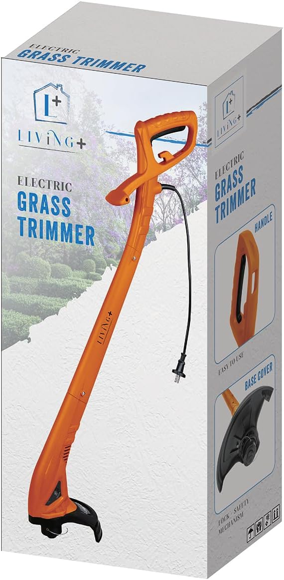 Living + Electric Grass Cutter Corded with 6M Line, String Trimmer, Electric Weed Wacker, Brush Cutter, Bush Trimmer, 250W, Lightweight, and Efficient