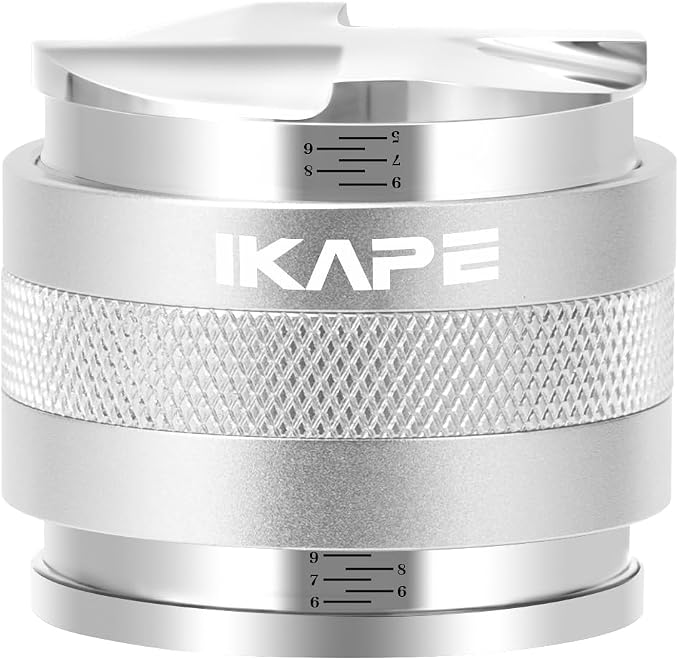 IKAPE Coffee Products, 51mm Coffee Distributor & Hand Tamper, Adjustable Depth Espresso Distributor Fits All 53mm Espresso Portafilter, Compatible with 51MM Breville Bottomless Portafilter (Silver)