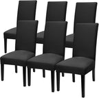 Fuloon 6 Pack Super Fit Stretch Removable Washable Short Dining Chair Protector Cover Seat Slipcover for Hotel, Dining Room, Ceremony, Banquet Wedding Party | Solid Black, Set of 6, Super Fit, Stretch, Removable, Washable, Suits for Hotel, Dining Room,...