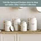 Barnyard Designs Coffee Canister for Kitchen Counter, Decorative Ceramic Coffee Container, Rustic Farmhouse Canister Jar, White (Coffee)