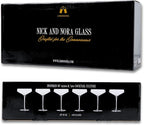 LEMONSODA Classic Martini Glasses, 6oz, Set of 6, Ribbed Glassware | Hand Blown Cocktail Glassware Inspired by 1930s 50s, Durable Crystal Clear Glass, Dishwasher Safe Lightweight Reusable Cups
