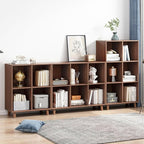 IOTXY Open Cube Low Bookcase - 3-Tier Freestanding Storage Display Cabinet Organizer with Legs for Home Office, 6-Cubes Open Shelf Short Bookshelf, Walnut