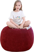 Stuffed Animal Storage Bean Bag Chair Cover (No Beans) for Kids and Adults.Soft Premium Corduroy Stuffable Beanbag for Organizing Children Plush Toys or Memory Foam Small 100L (WineRed)